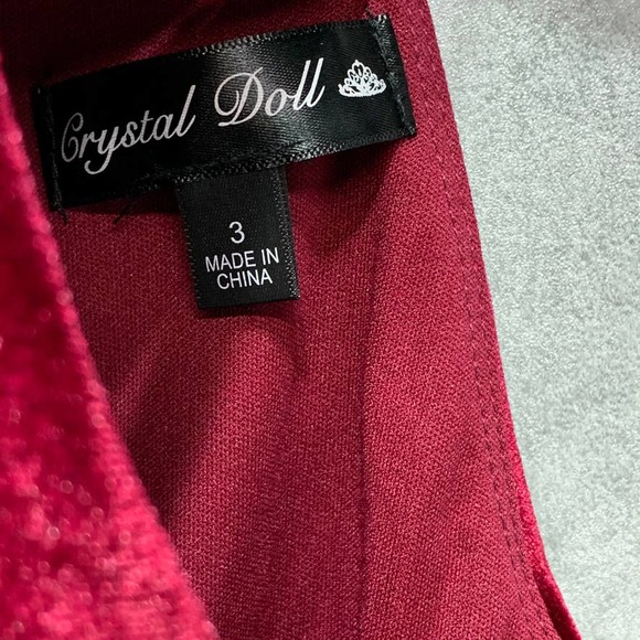 Crystal Doll Wine Burgundy Velvet Juniors' Knot - Picture 6 of 12